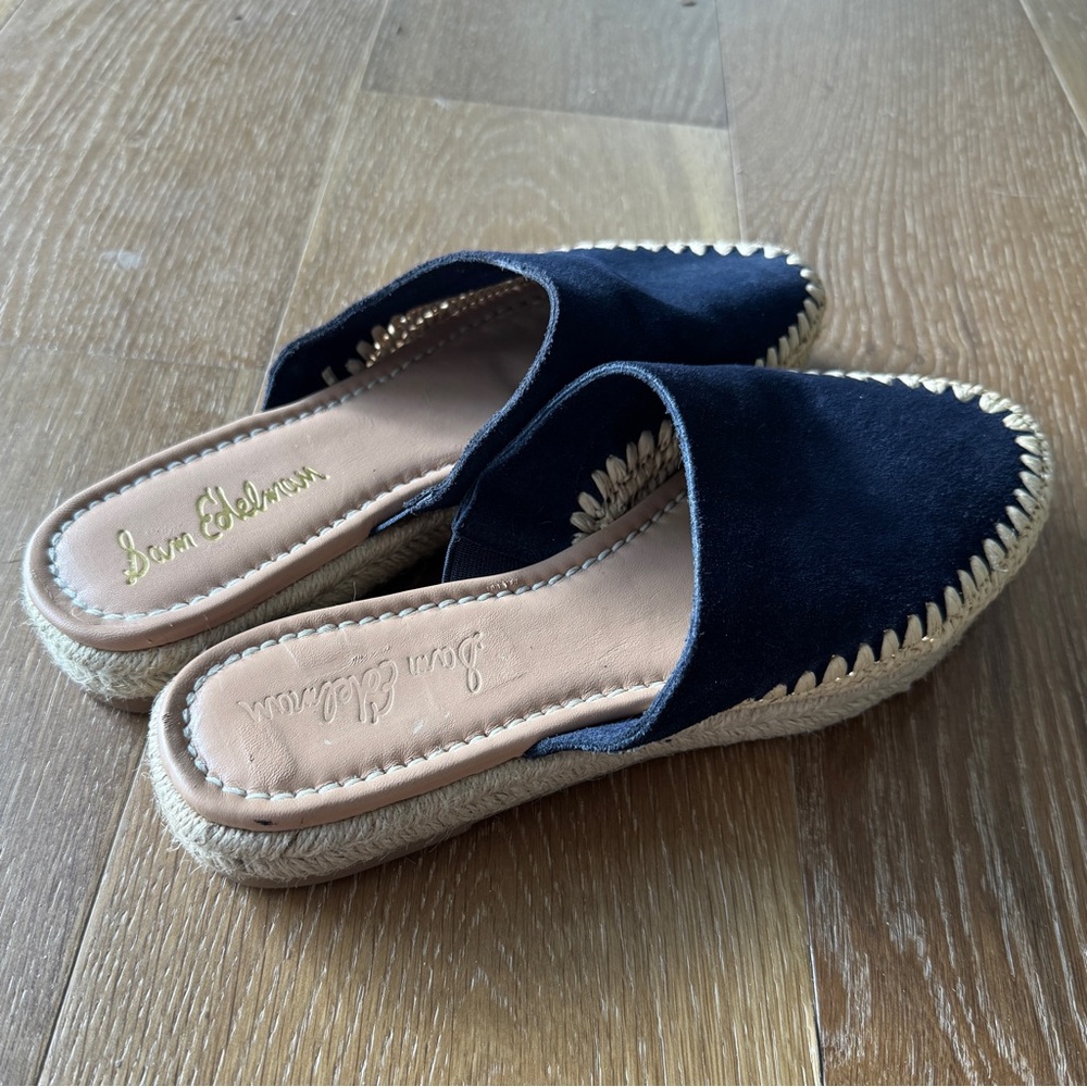 Sam Edelman “Austin” Navy Blue Suede Espadrille Mules Slides Shoes 7.5 - Picture 5 of 8
